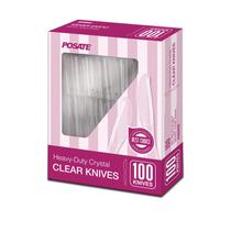 Faca de plástico POSATE Clear Heavy-Duty Crystal (100 facas) Faca de plástico POSATE Clear Heavy-Duty Crystal (100 facas)