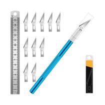 Faca De Precisão Em Aço Inoxidável De 15CM Com 11 Lâminas E Régua, Kit De Arte