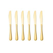 Faca de Sobremesa Dourado Ouro Inox Buffet Talheres Jogo 6un Faca de Sobremesa Dourado Ouro Inox Buffet Talheres Jogo 6un