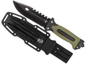 Faca de Sobrevivência C/ Bainha + Bússola + Afiador + Pederneira C/ Apito (27cm) F-4048B - Albatroz Fishing Faca de Sobrevivência C/ Bainha + Bússola + Afiador + Pederneira C/ Apito (27cm) F-4048B - Albatroz Fishing