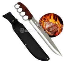 Faca de Sobrevivência Lâmina Serrilhada Com Punho de Ferro SLKA188