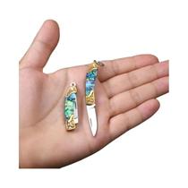 Faca decorativa, cabo de aço, faca de chaveiro, faca de chaveiro compacta, ferramenta EDC leve