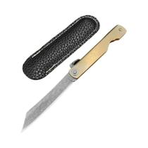 Faca Dobrável Portátil Para Camping Ao Ar Livre Com Lâmina VG10 Damascus E Cabo De Cobre EDC Pequena Faca Dobrável Portátil Para Camping Ao Ar Livre Com Lâmina VG10 Damascus E Cabo De Cobre EDC Pequena