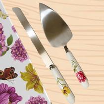 Faca e Espátula para Bolo -Linha Floral