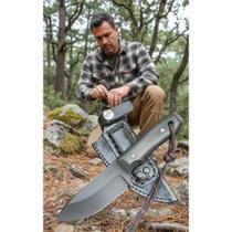 Faca EDC Utilitária Compacta Aço 5160 19cm Couro