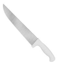 Faca Em Aço Inox Com Cabo Branco N10 Açougueiro Profissional Cortar Carnes Legumes