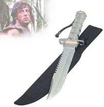 Faca em aço Tática Rambo com Bússula Sobrevivência Esporte Com Bainha Prata Faca em aço Tática Rambo com Bússula Sobrevivência Esporte Com Bainha Prata