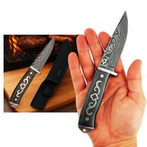 Faca em Damasco Artesanal para Churrasco e Pesca com Bainha SLKA39