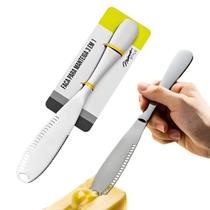 Faca Espátula 3 Em 1 Para Manteiga Margarina Queijos Geleia Creme Aço Inox Resistente Mimo Style Faca Espátula 3 Em 1 Para Manteiga Margarina Queijos Geleia Creme Aço Inox Resistente Mimo Style