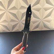 Faca esportiva de inox preta com bússola ou capa para caça pesca camping presente grande dia dos Pais dia dos namorados Faca esportiva de inox preta com bússola ou capa para caça pesca camping presente grande dia dos Pais dia dos namorados