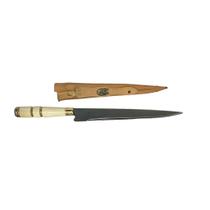 Faca Estreita Solteira 9" em Aço Carbono Fosfatizada Cabo de Osso com Detalhes em Fios de Inox