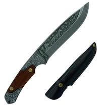 Faca FD02 23,5m artesanal lâmina inox cabo madeira rustico + bainha para cinta cozinha churrasco caça pesca camping