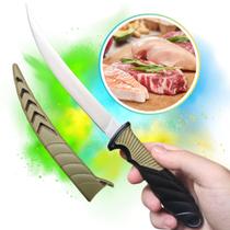 Faca filetaria Curvada E Bainha Com Trava Elegante Lâmina Longa Afiada Cabo Emborrachado