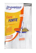 Faca Forte Descartável Strawplast Branca 50 Unidades
