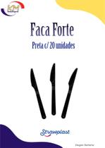 Faca Forte Preta c/20 unid. - Strawplast - refeição, talher, festa, comemoração, churrasco (7190)