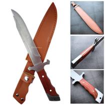 Faca Full Tang, Lâmina Aço 17,3cm e Cabo Madeira, Ideal para Atividades ao Ar Livre RMBA