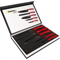 Faca Gourmet Titanium Kit 05Pc Vermelho 6893