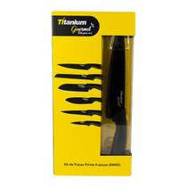 Faca Gourmet Titanium Kit 06Pc Preto 6895 Faca Gourmet Titanium Kit 06Pc Preto 6895