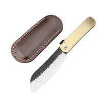 Faca Grande Dobrável Com Cabo De Latão Forjado, Multifuncional, EDC, Tática, Para Caça E Camping