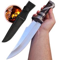 Faca Grande Profissional Luxuosa Premium + Bainha Lâmina Inteiriça Cabo Madeira + Aço Inox TF17