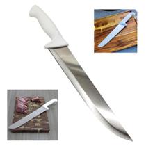 Faca Inox 23,5cm com Cabo Branco em ABS Ideal para Açougue e Churrasco LKCF02