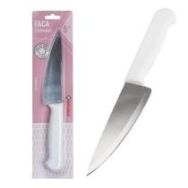 Faca Inox 5 Cabo Branco Profissional Cozinha Chef Churrasco