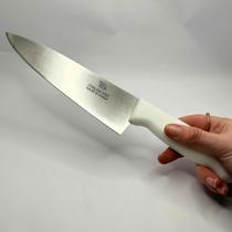 Faca Inox 8 Polegadas Utensilio Corte de Carnes Cozinha e Profissional Chef Açougue Cabo Branco