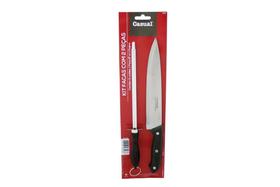 Faca Inox + Chaira Cabo Plástico 8 Pol Casual - Goller