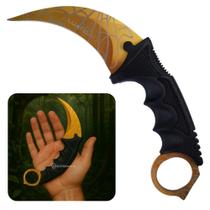 Faca Karambit Tática Lâmina Curva Inox 9cm com Capinha e Quebra-Vidro SLKD87