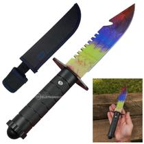 Faca Lâmina de Aço Preto com Serrilhado, Cabo Reforçado e Abridor de Garrafas Integrado SLKA249