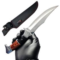 Faca Lâmina Grande Afiada Em Inox Com Bainha e Cabo de Madeira TB091922 TB091641 TB092047