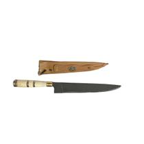 Faca Larga Solteira 9" em Aço Carbono Fosfatizada Cabo de Osso com Detalhes em Fios de Inox