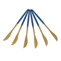 Faca Lux Collection com 6pçs em Inox Dourado/Azul 21,8cm - Dolce Home