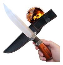 Faca Luxo Profissional Full Tang Cabo de Madeira Envernizada Detalhes Aço Inox K328A