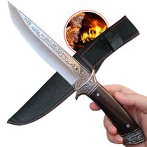 Faca Luxuosa Cabo Madeira/metal Cor Dupla um Lado Marrom Escuro do Outro Marrom Claro + Bainha F29