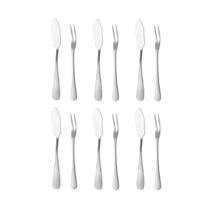 Faca Manteiga Espatula e Garfo para Petiscos Fruta Inox 12un Faca Manteiga Espatula e Garfo para Petiscos Fruta Inox 12un