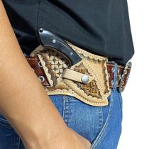 Faca mini campeira de inox 420 bainha de couro luxo