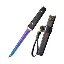 Faca Mini Katana Tanto De Aço Damasco Com Lâmina Fixa, Cortador De Frutas, Abridor De Cartas, Faca