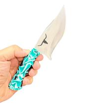 Faca Mini Picanheira 22cm Aço Inox com Bainha em Couro Ideal Churrasco