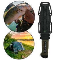Faca Multiuso Com Bainha Equipada Com Bussola Amolado Apito e Pederneira SLKA228 Faca Multiuso Com Bainha Equipada Com Bussola Amolado Apito e Pederneira SLKA228