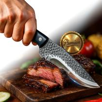 Faca Multiuso Cozinha Churrasco Camping Corte de Carnes Peixes Legumes Lâmina Aço Inox Cabo Ergonômico Bainha Material Sintético