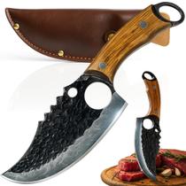 Faca Multiuso Cozinha Churrasco Camping Corte Preciso Lâmina Aço Inox Cabo Madeira Estojo Material Sintético Legumes Carnes Peixes Faca Multiuso Cozinha Churrasco Camping Corte Preciso Lâmina Aço Inox Cabo Madeira Estojo Material Sintético Legumes Carnes Peixes