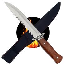 Faca Multiuso Inox Serrilhado Superior Para Escamas com Cabo Premium Madeira TB090664