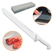 Faca Mundial 14 Polegadas + 1 Pedra de Afiar Açougue Churrasco Cozinha Cabo Antibacteriano