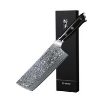 Faca Nakiri Profissional Japonesa De 7 Polegadas Em Aço Damasco, Faca De Chef Para Cortar Carne E