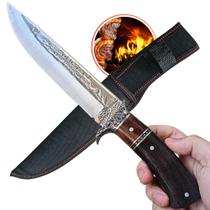 Faca Padrão Luxo Premium Lamina Inteiriça,, Cabo Madeira E Inox Rico Detalhe, Com Bainha TF30