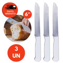 Faca Pão Profissional 6” Cabo Branco Aço Inox Lâmina Serrilhada Cortar Pão Caseiro Padaria