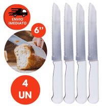 Faca Pão Profissional 6” Cabo Branco Aço Inox Lâmina Serrilhada Cortar Pão Caseiro Padaria