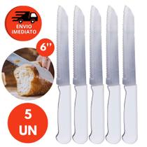 Faca Pão Profissional 6” Cabo Branco Aço Inox Lâmina Serrilhada Cortar Pão Caseiro Padaria
