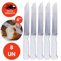 Faca Pão Profissional 6” Cabo Branco Aço Inox Lâmina Serrilhada Cortar Pão Caseiro Padaria Faca Pão Profissional 6” Cabo Branco Aço Inox Lâmina Serrilhada Cortar Pão Caseiro Padaria